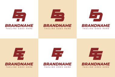 Harfler GA GB GD GE GF GG Monogram Logo Set, GA AG GD GG GG GE EG GG baş harfleri