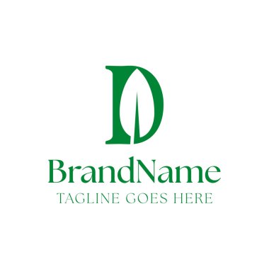 D harfi Yaprak Logosu, yaprak, doğa, bitki, ekoloji veya D harfli çevre ile ilişkili işler için uygundur.