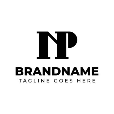 Harfler NP Monogram Logosu, PN veya NP baş harfleri olan her iş için uygundur