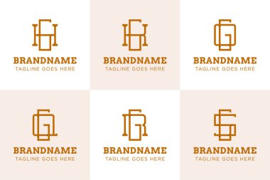 GH GK GO GQ GR GS Monogram Logo Set, HG OG QG RG baş harfleri