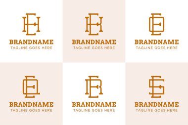 EH EK EQ ER ES Monogram logosu seti, OE QE RE SE baş harfleri