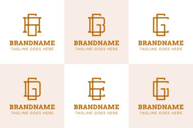 Harfler GA GB GC GD GE GG Monogram Logo Set, AG CG DG EG baş harfleri