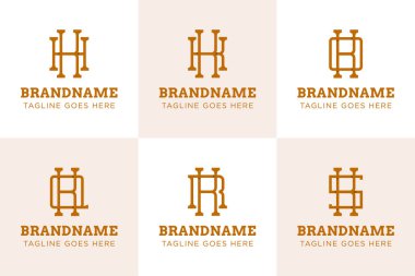 Harfler KH KK KO KQ KR KS Monogram Logo Set, HK KK OK QK RK baş harfleri