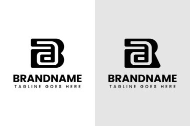 BA ve RA harfleri monogram logo seti, BA AB AR baş harfleri olan her iş için uygundur.