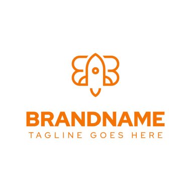 BB veya EB Roket Logosu harfleri, fırlatma, hırs ve ilerlemeyi simgeliyor