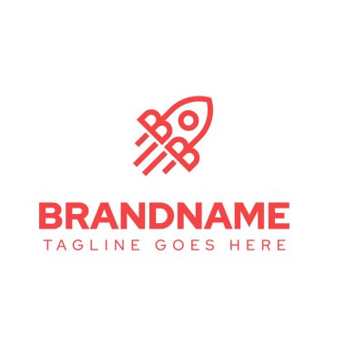 BB veya BOB Roket Logosu harfleri, fırlatma, hırs ve ilerlemeyi simgeliyor