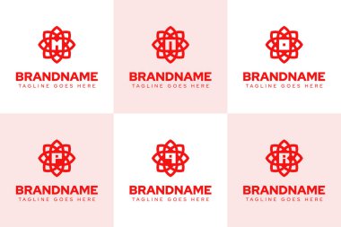 M N O P Q R Çiçek Yaprağı Logosu Seti, güzelliği, ahengi ve zarafeti simgeliyor.