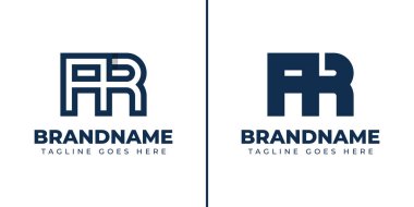 AR harfleri monogram logosu seti, RA veya AR baş harfleri olan her marka için uygundur