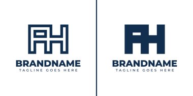 AH harfleri monogram logosu seti, HA ve AH harfleri olan her marka için uygundur.