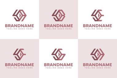 Harfler YA YB YE YF YH Elmas Logo Seti, zarafet, güç ve premium kimliği simgeliyor