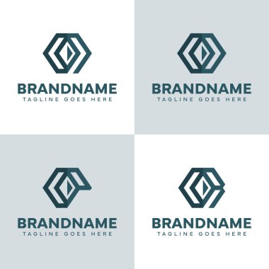 Harfler OO OP veya Elmas Logosu Seti, zarafet, güç ve premium kimliği simgeliyor