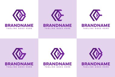 NB NE NF NG NH NK Elmas Logosu Seti, zarafet, güç ve premium kimliği sembolize eder