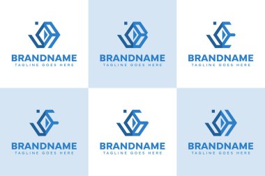 Harfler JA JB JE JF JH JH Diamond Logo Set, zarafet, güç ve premium kimlik simgesi