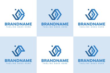 Harfler JK JN JO JP JU Diamond Logo Set, zarafet, güç ve premium kimlik simgesi