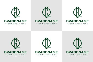 Harfler QA QC QE QG QO QQ Saturn Monogram Logo Set, AQ CQ EQ GQ OQ baş harfleri için