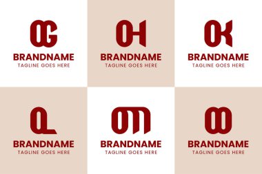 OG OH OK Tamam OL OM OO Monogram Logo Set, GO HO LO OO MO baş harfleri