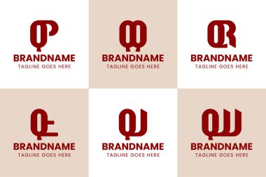 QP QQ QR QT QU QU Monogram Logo Set, PQ RQ TQ UQ baş harfleri için