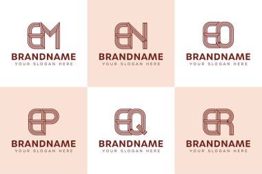 Harfler GM GN GO GP GQ GR Monogram Logo Set, MG OG QG RG Baş harfleri