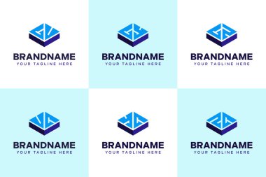 Harfler CV VC CY CZ ZC Logo Seti, gücü, dengeyi ve hassasiyeti simgeler