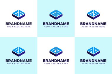 Harfler CF FC CP PC QC Kutu Logosu Set, gücü, istikrarı ve hassasiyeti simgeler