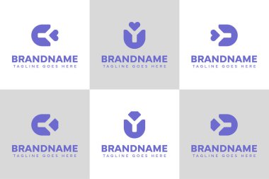 C harfi: CY UUY D DY Love and Diamond Logo Set, aşkı, zarafeti ve değeri simgeliyor