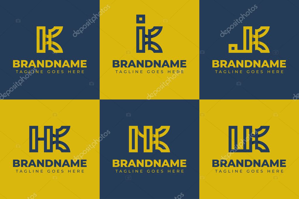 Letters K IK JK HK NK UK Monogram Logo Set, suitable for any business