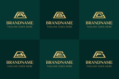 Harfler GA GB GC GD GE GF Altın Çubuk Logosu, zenginliği, değeri ve yüksek kaliteyi simgeliyor