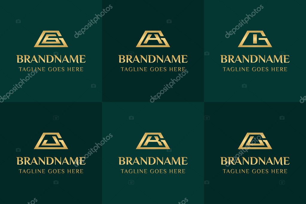 Letters GG GH GI GJ GK GL Gold Bar Logo, symbolizing wealth, value, and premium quality