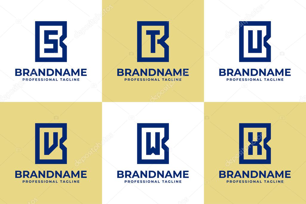 Letters BS BT BU BV BW BX Monogram Logo Set, for business with SB TB UB VB WB XB initials