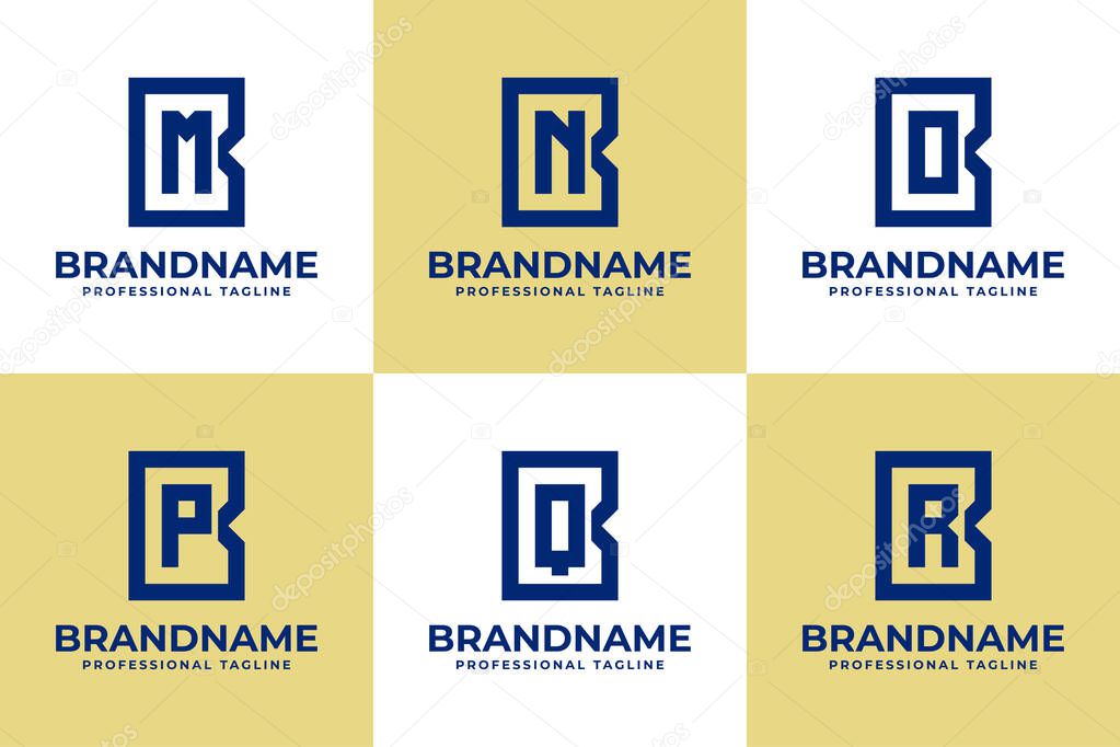 Letters BM BN BO BP BQ BR Monogram Logo Set, for business with MB NB OB PB QB RB initials