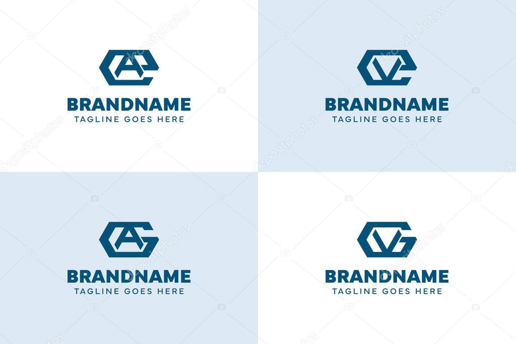 Letters EA EV GA GV Hexagon Monogram Logo, for business with AE VE AG VG initials