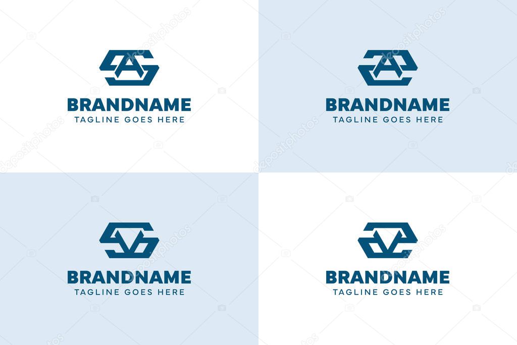 Letters SA ZA SV ZV Hexagon Monogram Logo, for business with AS AZ VS VZ initials
