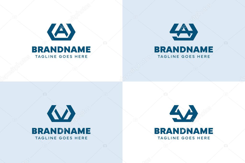 Letters UA YA UV YV Hexagon Monogram Logo, for business with AU AY VU VY initials