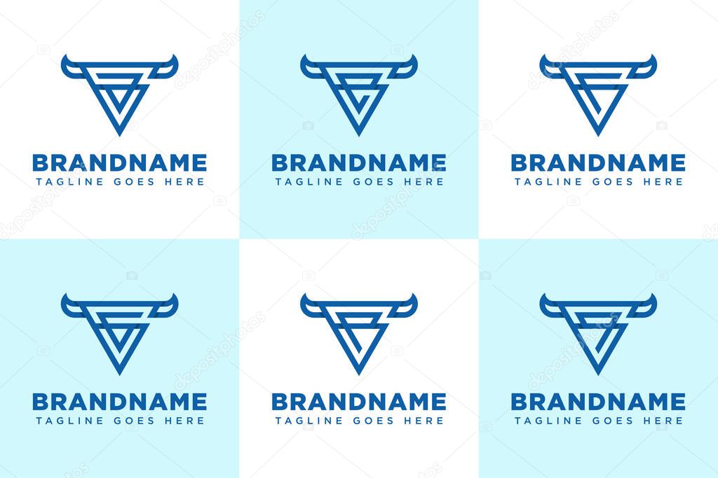 Letters GA GE GF GG GP GQ  Bull Triangle Logo, symbolizing strength, ambition, and stability