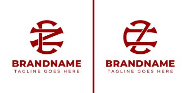 Harfler CZ ve ZC Monogram Logosu, ZC veya CZ baş harfleri ile iş için uygun