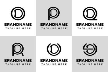 Harfler DP DQ DR DU DY Monogram Logo Set, aşırı doz PD QD RD UD YD baş harfleri