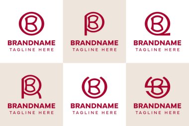 Harfler BO BP BQ BR BU by Monogram Logo Set, OB PB RB RB UB YB baş harfleri