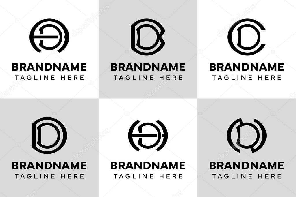 Letters DA DB DC DD DH DN Monogram Logo Set, for AD BD CD DD HD ND initials