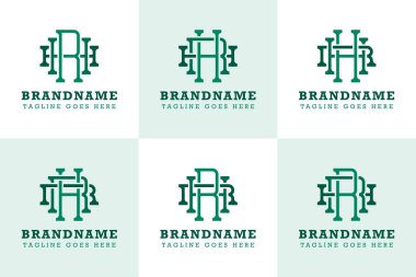 Harfler HRH HHR RHR RHR RHR RRRH Monogram Logo Seti, herhangi bir marka için uygun