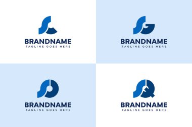 SC SG SO SQ Monogram Logo Seti, CS GS OS QS baş harfleri için