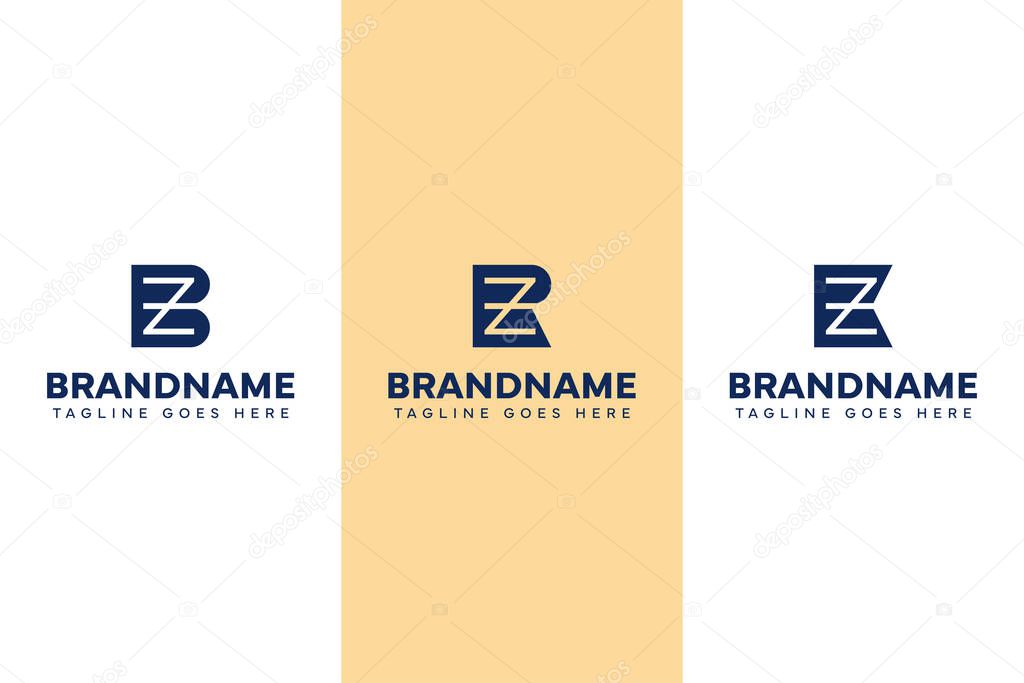 Letters BZ RZ KZ Monogram Logo Set, for ZB ZR ZK initials