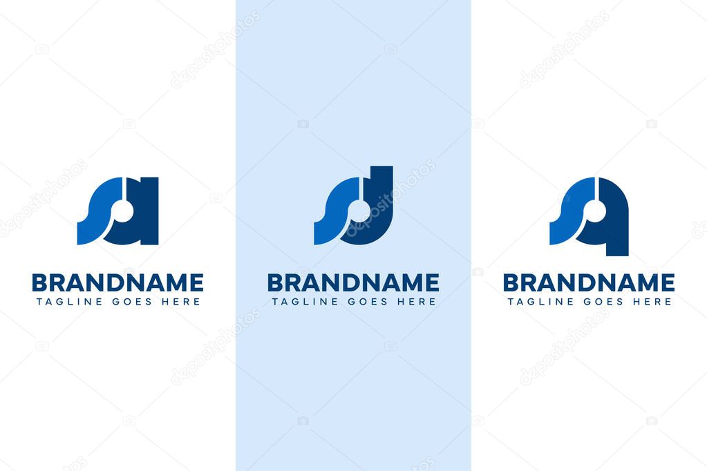 Letters SA SD SQ Monogram Logo Set, for AS DS QS initials