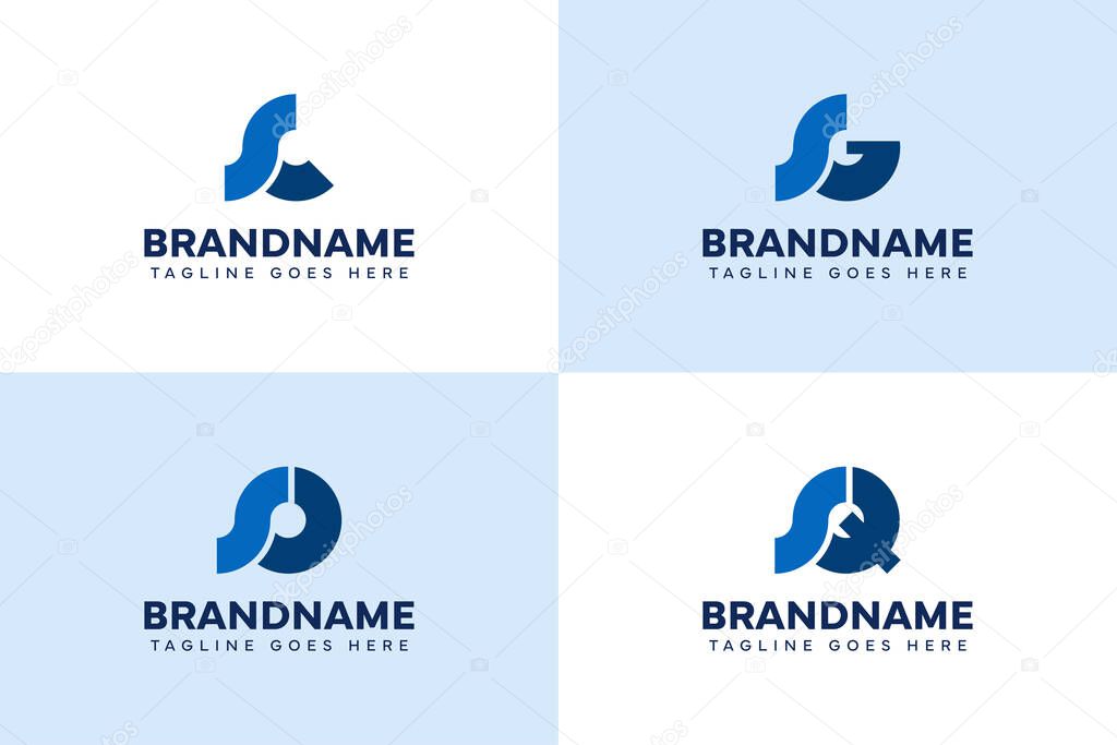 Letters SC SG SO SQ Monogram Logo Set, for CS GS OS QS initials