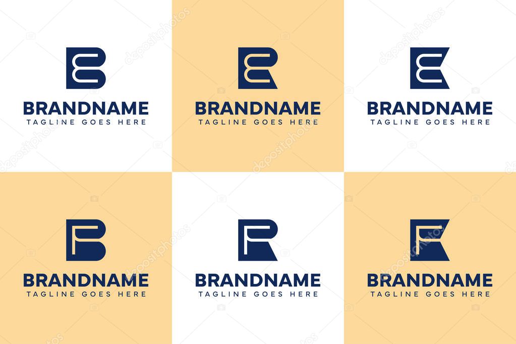Letters BE RE KE BF RF KF Monogram Logo Set, for EB ER EK FB FR FK initials