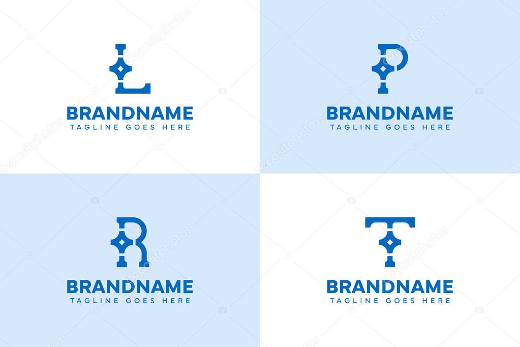 Letter L P R T Star Logo Set, symbolizing ambition, success, and creativity