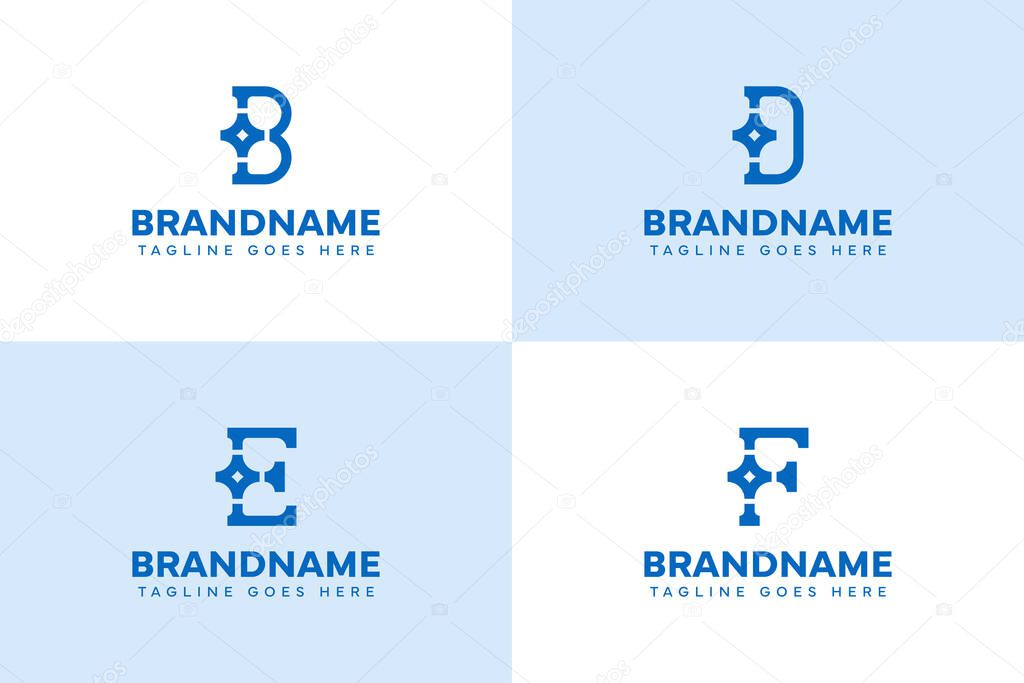 Letter B D E F Star Logo Set, symbolizing ambition, success, and creativity