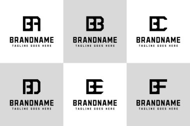 BA BB BC BD BE BF Monogram Logo Set, AB BB CB DB EB FB baş harfleri