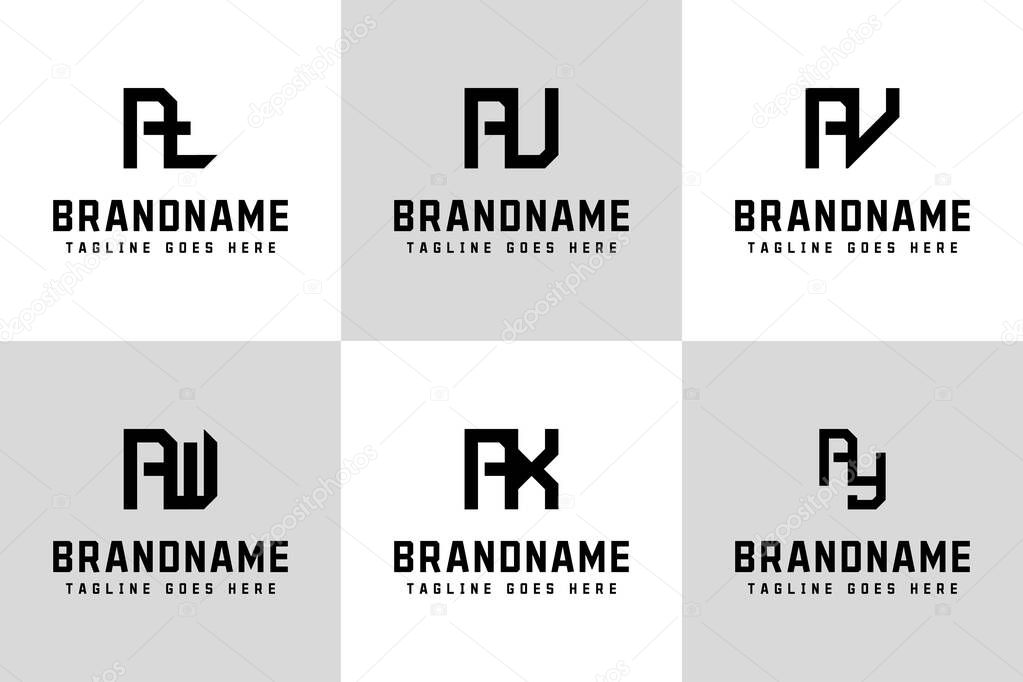 Letters AT AU AV AW AX AY Monogram Logo, for TA UA VA WA XA YA initials