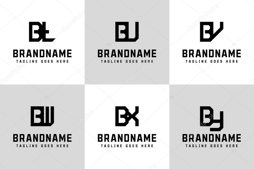 Letters BT BU BV BW BX BY Monogram Logo, for TB UB VB WB XB YB initials