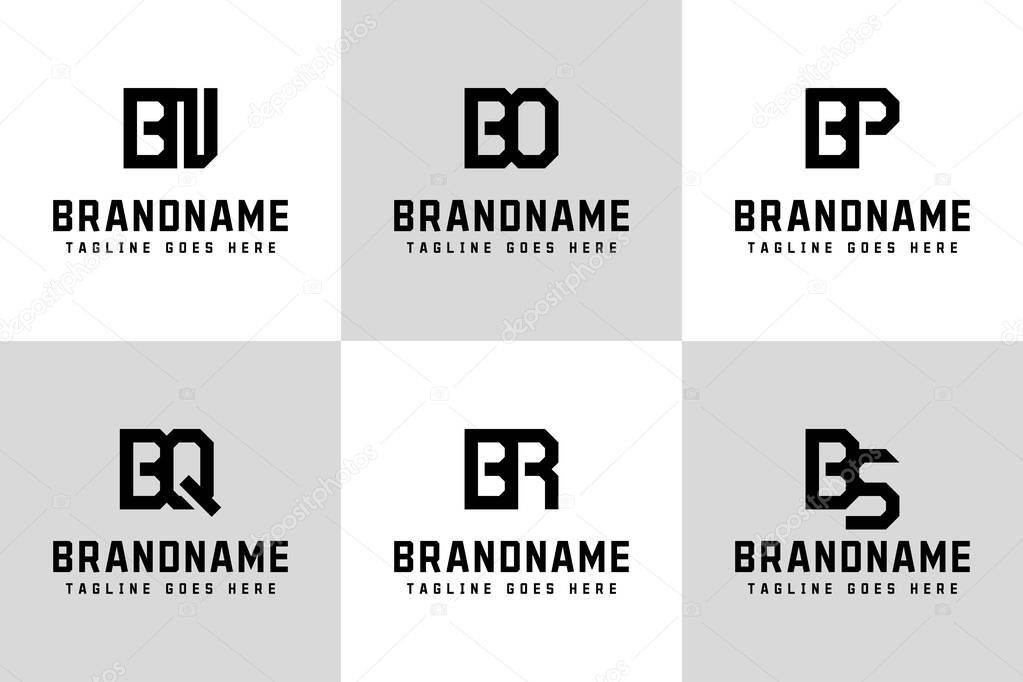 Letters BN BO BP BQ BR BS Monogram Logo, for NB OB PB QB RB SB initials